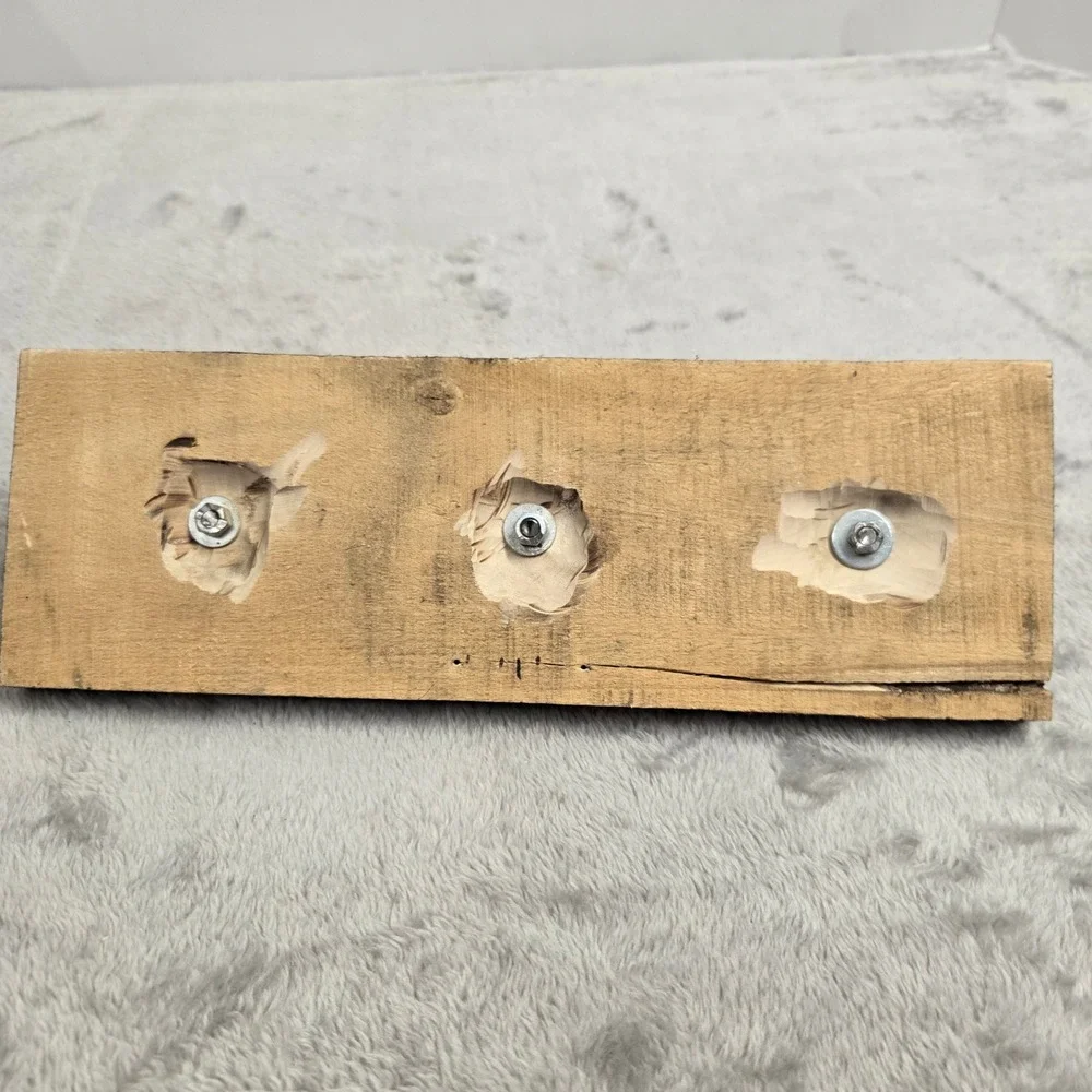 Handmade Rustic Wood Wall Rack 3 Ceramic Knobs Blue Purple Floral Boho Decor